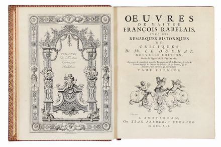  Rabelais François : Oeuvres [...] avec des Remarques historiques et critiques de Mr. Le Duchat. Nouvelle edition, ornée de figures de B. Picart [...]. Tome premier (-troisieme).  Bernard Picart  (Parigi, 1673 - Amsterdam, 1733), Jacob Folkema, Pieter Tanjé  - Asta Libri & Grafica - Libreria Antiquaria Gonnelli - Casa d'Aste - Gonnelli Casa d'Aste