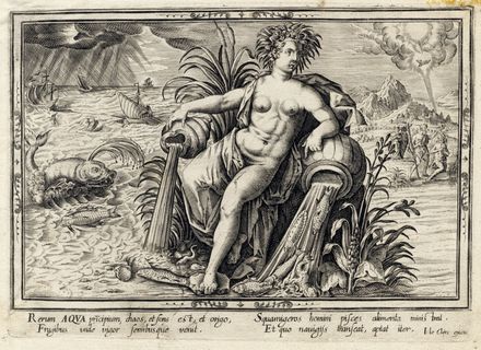  Adriaen Collaert  (Anversa, 1560 - 1618) [da] : Terra, Aqua, Aer, Ignis (I quattro elementi).  - Auction Books & Graphics - Libreria Antiquaria Gonnelli - Casa d'Aste - Gonnelli Casa d'Aste