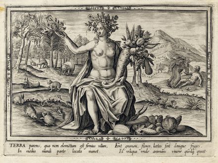  Adriaen Collaert  (Anversa, 1560 - 1618) [da] : Terra, Aqua, Aer, Ignis (I quattro elementi).  - Asta Libri & Grafica - Libreria Antiquaria Gonnelli - Casa d'Aste - Gonnelli Casa d'Aste