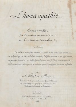  Mure Benoit : L'homeopathie pure.  - Asta Libri & Grafica - Libreria Antiquaria Gonnelli - Casa d'Aste - Gonnelli Casa d'Aste