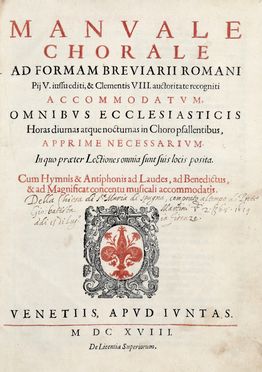 Manuale chorale ad formam breviarii romani...  - Asta Libri & Grafica - Libreria Antiquaria Gonnelli - Casa d'Aste - Gonnelli Casa d'Aste