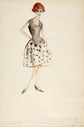  Anonimo del XX secolo : Lotto di 6 bozzetti di moda.  - Auction Graphics & Books - Libreria Antiquaria Gonnelli - Casa d'Aste - Gonnelli Casa d'Aste