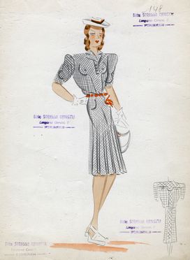  Sorelle Chiostri : Lotto composto di 30 figurini di moda.  - Asta Grafica & Libri - Libreria Antiquaria Gonnelli - Casa d'Aste - Gonnelli Casa d'Aste