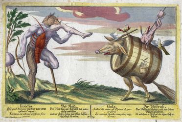  Albrecht Schmidt  (Ulm, 1667 - Augsburg, 1744) [excudit] : Septem peccata mortalia / Die sieben Todsünden.  - Asta Grafica & Libri - Libreria Antiquaria Gonnelli - Casa d'Aste - Gonnelli Casa d'Aste