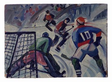  Tato [pseud. di Sansoni Guglielmo]  (Bologna, 1896 - Roma, 1974) [attribuito a] : Giocatori di hockey sul ghiaccio.  - Auction Graphics & Books - Libreria Antiquaria Gonnelli - Casa d'Aste - Gonnelli Casa d'Aste