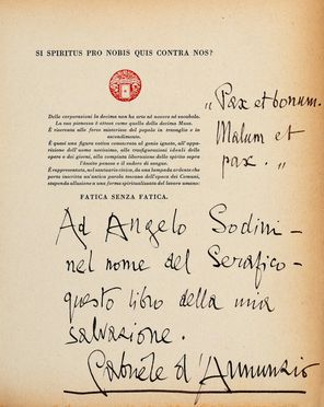 D'Annunzio Gabriele : Per l'Italia degli Italiani. Discorso pronunziato in Milano dalla ringhiera del Palazzo Marino la notte del 3 agosto 1922...  - Asta Grafica & Libri - Libreria Antiquaria Gonnelli - Casa d'Aste - Gonnelli Casa d'Aste