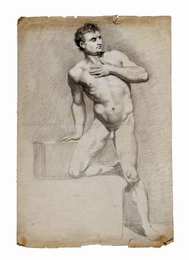 Anonimo del XIX secolo : Lotto composto di 3 nudi accademici su 2 fogli.  - Auction Graphics & Books - Libreria Antiquaria Gonnelli - Casa d'Aste - Gonnelli Casa d'Aste