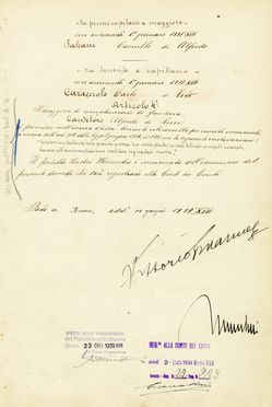 Raccolta di 10 documenti a firma di Benito Mussolini, Vittorio Emanuele III, Giovanni Gentile e Umberto I e Giovanni Gronchi. Storia, Storia, Diritto e Politica  - Auction Graphics & Books - Libreria Antiquaria Gonnelli - Casa d'Aste - Gonnelli Casa d'Aste