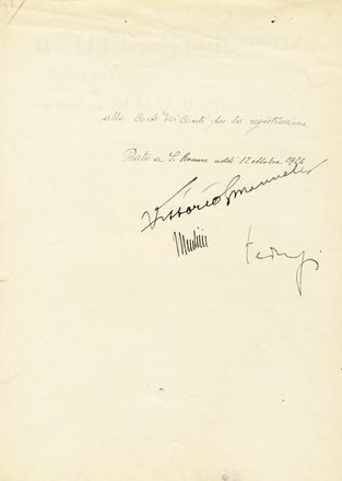 Raccolta di 10 documenti a firma di Benito Mussolini, Vittorio Emanuele III, Giovanni Gentile e Umberto I e Giovanni Gronchi. Storia, Storia, Diritto e Politica  - Auction Graphics & Books - Libreria Antiquaria Gonnelli - Casa d'Aste - Gonnelli Casa d'Aste