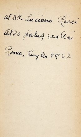  Palazzeschi Aldo : Firma e data autografa su libro 'I fratelli cuccioli' - Firenze, Vallecchi 1948 e su 'Il Doge' - Milano, Mondadori 1967.	  - Asta Grafica & Libri - Libreria Antiquaria Gonnelli - Casa d'Aste - Gonnelli Casa d'Aste