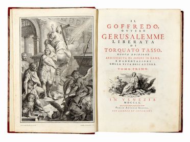  Tasso Torquato : Il Goffredo, ovvero Gerusalemme liberata [...]. Nuova edizione. Arricchita con figure in rame, e d'annotazioni con la vita dell'autore. Tomo primo (-secondo).  Bernardo Castello, Pietro Antonio Novelli  (Venezia, 1729 - 1804)  - Asta Grafica & Libri - Libreria Antiquaria Gonnelli - Casa d'Aste - Gonnelli Casa d'Aste