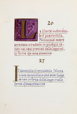  Tadolini Antonio : Statuto del regno d'Italia. Manoscritto. Diritto, Miniatura, Storia, Diritto e Politica, Collezionismo e Bibliografia  - Auction Graphics & Books - Libreria Antiquaria Gonnelli - Casa d'Aste - Gonnelli Casa d'Aste