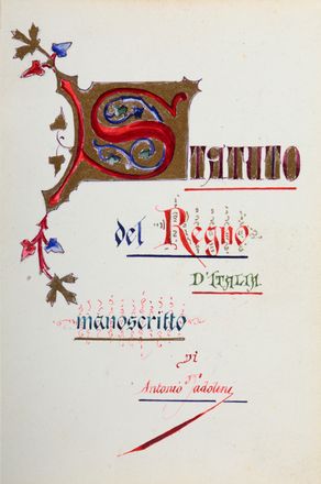  Tadolini Antonio : Statuto del regno d'Italia. Manoscritto.  - Asta Grafica & Libri - Libreria Antiquaria Gonnelli - Casa d'Aste - Gonnelli Casa d'Aste