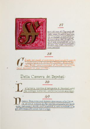  Tadolini Antonio : Statuto del regno d'Italia. Manoscritto.  - Asta Grafica & Libri - Libreria Antiquaria Gonnelli - Casa d'Aste - Gonnelli Casa d'Aste