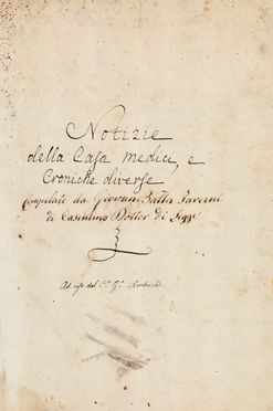  Taverni Giovanni Battista : Notizie della Casa Medici, e croniche diverse. Storia locale, Medicea, Storia, Diritto e Politica, Storia, Diritto e Politica  - Auction Graphics & Books - Libreria Antiquaria Gonnelli - Casa d'Aste - Gonnelli Casa d'Aste