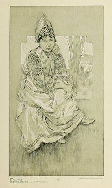  Alphonse Mucha  (Ivan?ice, 1860 - Praga, 1939) : Lotto di 2 tavole da Figures decoratives.  - Auction Graphics & Books - Libreria Antiquaria Gonnelli - Casa d'Aste - Gonnelli Casa d'Aste