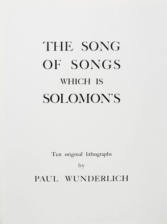  Wunderlich Paul : The Song of Song's which is Solomon's.  - Asta Grafica & Libri - Libreria Antiquaria Gonnelli - Casa d'Aste - Gonnelli Casa d'Aste
