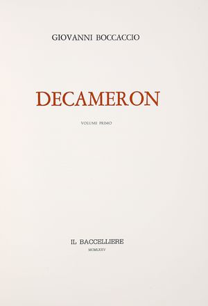  Boccaccio Giovanni : Decameron. Letteratura italiana, Letteratura  - Auction Graphics & Books - Libreria Antiquaria Gonnelli - Casa d'Aste - Gonnelli Casa d'Aste