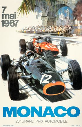 Michael Turner  (1934) : Lotto composto di 3 manifesti per il Gran Premio di Monaco.  - Auction Graphics & Books - Libreria Antiquaria Gonnelli - Casa d'Aste - Gonnelli Casa d'Aste