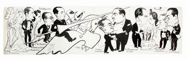  Gino Mugnai  (Firenze, 1898 - 1955) : Lotto di 26 disegni caricaturali, alcuni di grande formato.  - Auction Graphics & Books - Libreria Antiquaria Gonnelli - Casa d'Aste - Gonnelli Casa d'Aste