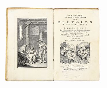  Croce Giulio Cesare : Traduzion dal toscan in lengua veneziana de Bertoldo, Bertoldin e Cacasseno [...]. Libro Primo (-Terzo). Letteratura italiana, Figurato, Letteratura, Collezionismo e Bibliografia  - Auction Graphics & Books - Libreria Antiquaria Gonnelli - Casa d'Aste - Gonnelli Casa d'Aste