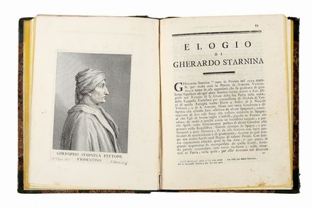 Serie degli uomini i piu illustri nella pittura, scultura, e architettura con i loro elogi, e ritratti incisi in rame cominciando dalla sua prima restaurazione fino ai tempi presenti. Tomo primo (-duodecimo).	  Santi Pacini, Ignazio Enrico Hugford, Giovanni Battista Cecchi  (Firenze, ), Giorgio Vasari  (Arezzo, 1511 - Firenze, 1574)  - Asta Grafica & Libri - Libreria Antiquaria Gonnelli - Casa d'Aste - Gonnelli Casa d'Aste