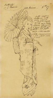  Anonimo del XX secolo : Lotto composto di 50 bozzetti di costumi teatrali per Madama Butterfly di Giacomo Puccini.  Giacomo Puccini  - Asta Grafica & Libri - Libreria Antiquaria Gonnelli - Casa d'Aste - Gonnelli Casa d'Aste