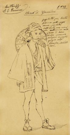  Anonimo del XX secolo : Lotto composto di 50 bozzetti di costumi teatrali per Madama Butterfly di Giacomo Puccini.  Giacomo Puccini  - Asta Grafica & Libri - Libreria Antiquaria Gonnelli - Casa d'Aste - Gonnelli Casa d'Aste
