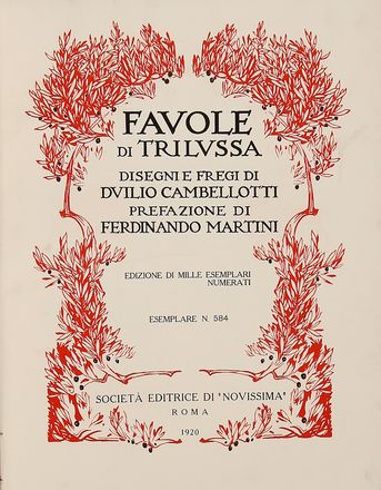  Trilussa [pseud. Carlo Alberto Salustri] : Favole di Trilussa. Libro d'Artista, Collezionismo e Bibliografia  - Auction Graphics & Books - Libreria Antiquaria Gonnelli - Casa d'Aste - Gonnelli Casa d'Aste