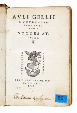  Gellius Aulus : Noctes Atticae.  - Asta Grafica & Libri - Libreria Antiquaria Gonnelli - Casa d'Aste - Gonnelli Casa d'Aste
