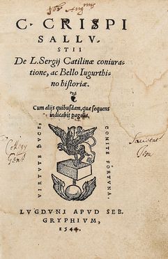  Sallustius Crispus Gaius : De L. Sergij Catilinae coniuratione, ac Bello Iugurthino historiae...  - Asta Grafica & Libri - Libreria Antiquaria Gonnelli - Casa d'Aste - Gonnelli Casa d'Aste