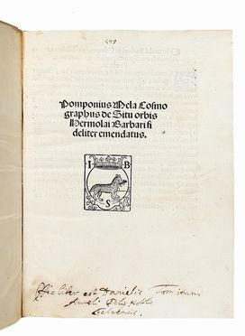  Mela Pomponius : De situ orbis Hermolai Barbari fideliter emendatus. Neolatini, Geografia e viaggi, Letteratura  Ermolao Barbaro  - Auction Graphics & Books - Libreria Antiquaria Gonnelli - Casa d'Aste - Gonnelli Casa d'Aste