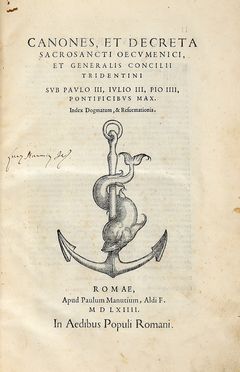 Canones, et decreta sacrosancti oecumenici, et generalis Concilii Tridentini sub Paulo III, Iulio III, Pio IV, pontificibus max. Index Dogmatum, & Reformationis. Religione, Aldina, Collezionismo e Bibliografia  - Auction Graphics & Books - Libreria Antiquaria Gonnelli - Casa d'Aste - Gonnelli Casa d'Aste