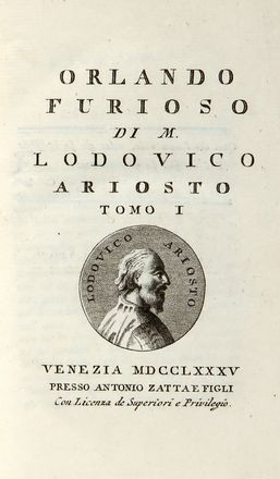  Ariosto Ludovico : Orlando Furioso [...]. Tomo I (-V). Letteratura italiana, Romanzo cavalleresco, Figurato, Letteratura, Letteratura, Collezionismo e Bibliografia  Giuliano Zuliani  - Auction Graphics & Books - Libreria Antiquaria Gonnelli - Casa d'Aste - Gonnelli Casa d'Aste
