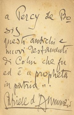  D'Annunzio Gabriele : Dedica autografa su Il libro ascetico della Giovane Italia. Milano, per l'Olivetana 1926  - Asta Grafica & Libri - Libreria Antiquaria Gonnelli - Casa d'Aste - Gonnelli Casa d'Aste