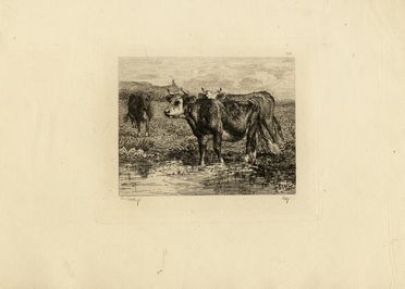 Lotto composto di 30 incisioni.  Emile Van Marcke  (Sèvres, 1827 - 1890), Antoine-Louis Barye  (Parigi, 1796 - 1875), Eugéne Delacroix  (Charenton Saint Maurice, 1798 - Parigi, 1863), Constant Troyon  (Sèvres, 1810 - Parigi, 1865), Gustave Courbet  (Ornans, 1819 - La Tour-de-Peilz, 1877), Jean-François Millet  (Gréville-Hague, 1814 - Barbizon, 1875), Jean-Baptiste-Camille Corot  (Parigi, 1796 - Ville d'Avray, 1875), Georges Michel  (Parigi, 1763 - 1843), Paulus Potter  (Enkhuyzen, 1625 - Amsterdam, 1654)  - Asta Grafica & Libri - Libreria Antiquaria Gonnelli - Casa d'Aste - Gonnelli Casa d'Aste