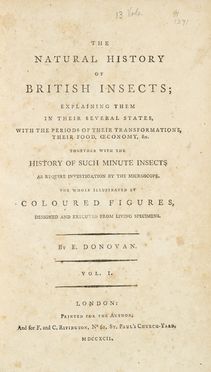  Donovan Edward : The natural history of British insects [...] Together with the history of such minute insects as require investigation by the microscope... Vol. I (-XIII). Scienze naturali, Insetti, Letteratura straniera, Figurato, Scienze naturali, Letteratura, Collezionismo e Bibliografia  - Auction Graphics & Books - Libreria Antiquaria Gonnelli - Casa d'Aste - Gonnelli Casa d'Aste