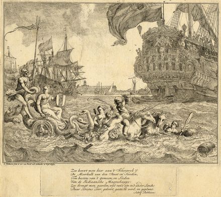  Ludolf Bakhuizen  (Emden, 1630 - Amsterdam, 1708) : La città di Amsterdam solca i mari sul carro di Poseidone.  - Asta Grafica & Libri - Libreria Antiquaria Gonnelli - Casa d'Aste - Gonnelli Casa d'Aste
