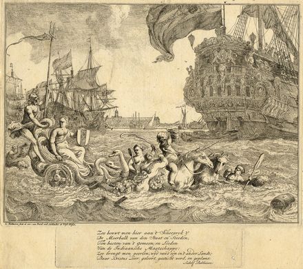  Ludolf Bakhuizen  (Emden, 1630 - Amsterdam, 1708) : La citt di Amsterdam solca i mari sul carro di Poseidone.  - Auction Graphics & Books - Libreria Antiquaria Gonnelli - Casa d'Aste - Gonnelli Casa d'Aste