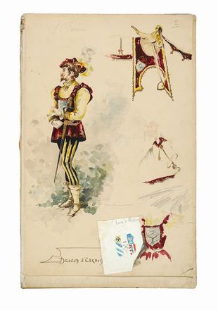  Teatro, Musica, Teatro, Spettacolo : Lotto composto di 33 bozzetti per costumi teatrali maschili.  - Auction Graphics & Books - Libreria Antiquaria Gonnelli - Casa d'Aste - Gonnelli Casa d'Aste