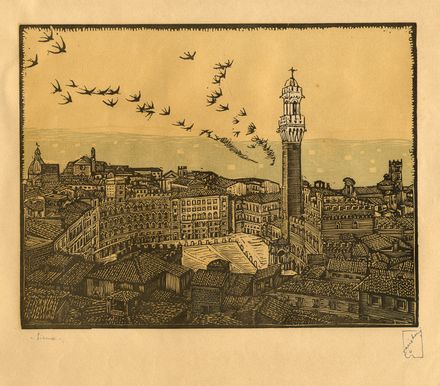 Dario Neri  (Murlo, 1895 - Milano, 1958) : Siena.  Antonio Carbonati  (Mantova, 1893 - Roma, 1956)  - Asta Grafica & Libri - Libreria Antiquaria Gonnelli - Casa d'Aste - Gonnelli Casa d'Aste