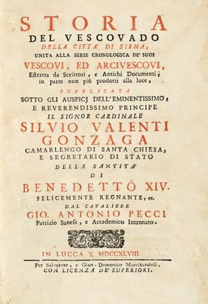  Pecci Giovanni Antonio : Memorie storico-critiche della città di Siena che servono alla vita civile di Pandolfo Petrucci dal 1480 al 1512...  Giovanni Antonio Pecci  - Asta Grafica & Libri - Libreria Antiquaria Gonnelli - Casa d'Aste - Gonnelli Casa d'Aste