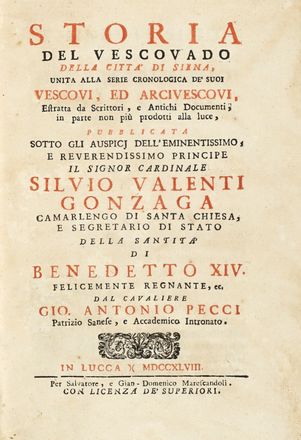  Pecci Giovanni Antonio : Memorie storico-critiche della citt di Siena che servono alla vita civile di Pandolfo Petrucci dal 1480 al 1512...  Giovanni Antonio Pecci  - Asta Grafica & Libri - Libreria Antiquaria Gonnelli - Casa d'Aste - Gonnelli Casa d'Aste