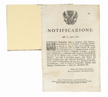 Lotto di 3 notificazioni. Storia, Storia, Diritto e Politica  Filippo Giona Brocchi, Pier Antonio Brandi  - Auction Graphics & Books - Libreria Antiquaria Gonnelli - Casa d'Aste - Gonnelli Casa d'Aste