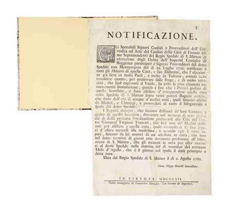 Lotto di 3 notificazioni.  Filippo Giona Brocchi, Pier Antonio Brandi  - Asta Grafica & Libri - Libreria Antiquaria Gonnelli - Casa d'Aste - Gonnelli Casa d'Aste