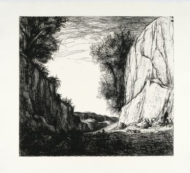  Lino Bianchi Barriviera  (Montebelluna, 1906 - Acilia, 1985) : Veduta della grande trincea esterna, in corrispondenza dell'accesso attuale alla chiesa di Amànu'el.  - Asta Grafica & Libri - Libreria Antiquaria Gonnelli - Casa d'Aste - Gonnelli Casa d'Aste