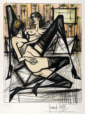  Bernard Buffet  (Parigi, 1928 - Tourtour, 1999) : Lotto di 2 litografie dalla cartella Jeux de dames.  - Asta Grafica & Libri - Libreria Antiquaria Gonnelli - Casa d'Aste - Gonnelli Casa d'Aste