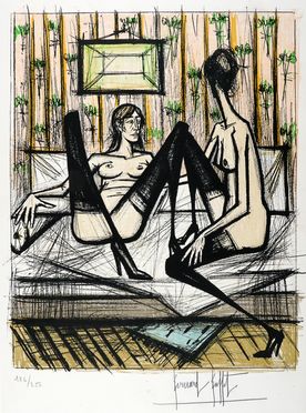  Bernard Buffet  (Parigi, 1928 - Tourtour, 1999) : Lotto di 2 litografie dalla cartella Jeux de dames.  - Asta Grafica & Libri - Libreria Antiquaria Gonnelli - Casa d'Aste - Gonnelli Casa d'Aste