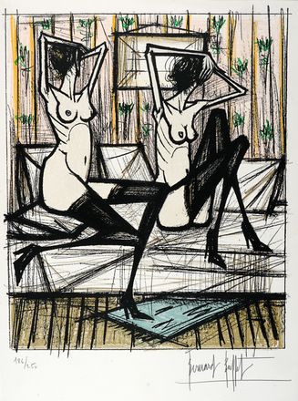  Bernard Buffet  (Parigi, 1928 - Tourtour, 1999) : Lotto di 2 litografie dalla cartella Jeux de dames.  - Asta Grafica & Libri - Libreria Antiquaria Gonnelli - Casa d'Aste - Gonnelli Casa d'Aste