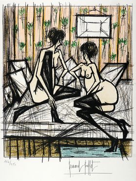  Bernard Buffet  (Parigi, 1928 - Tourtour, 1999) : Lotto di 2 litografie dalla cartella Jeux de dames.  - Asta Grafica & Libri - Libreria Antiquaria Gonnelli - Casa d'Aste - Gonnelli Casa d'Aste